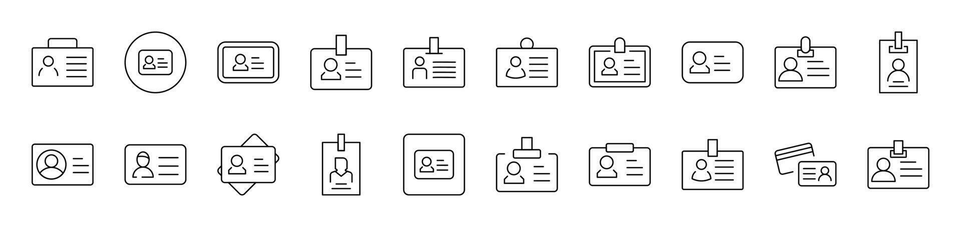 Employee ID Badge Related Line Icon Collection. Editable Stroke. Perfect for Infographics, Articles, Books, Flyers, Banners vector