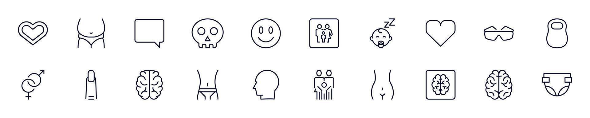People linear symbols bundle. Collection for web sites, newspapers, apps, infographics vector