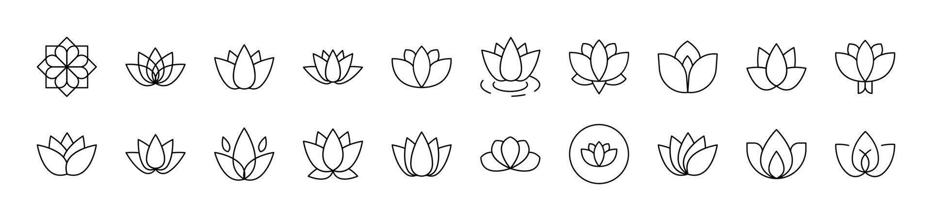 Flower Pack of Thin Icons. Editable Stroke. Suitable for Web Sites, Books, Cards, Apps vector