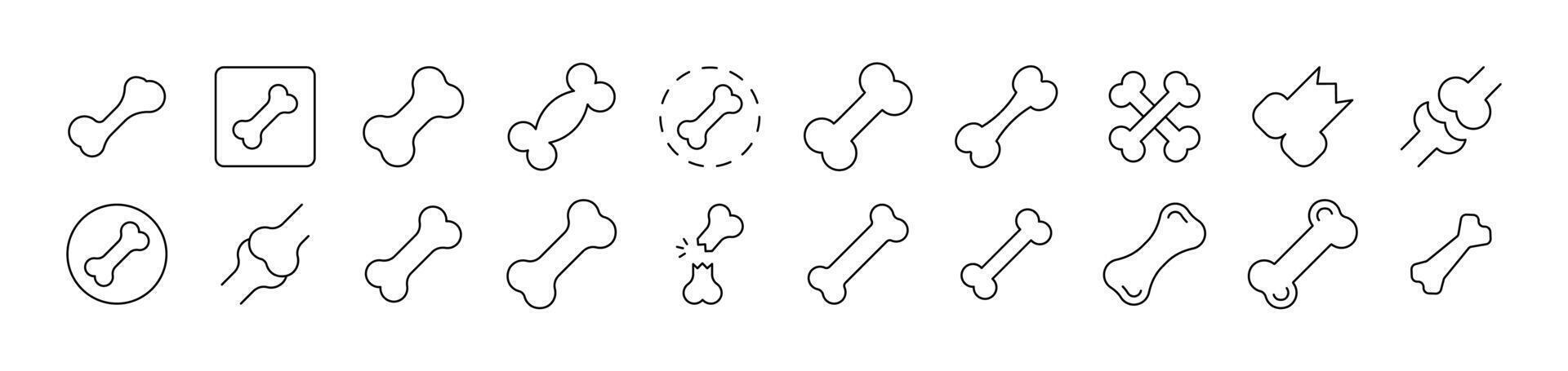 Bones Collection of Thin Icons. Editable Stroke. Suitable for Web Sites, Books, Cards, Apps vector