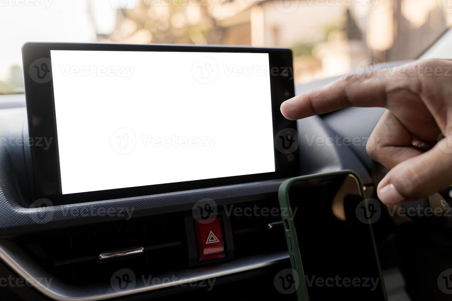 Monitor in car isolated blank screen for navigation maps and GPS rearview camera and parking assistant photo