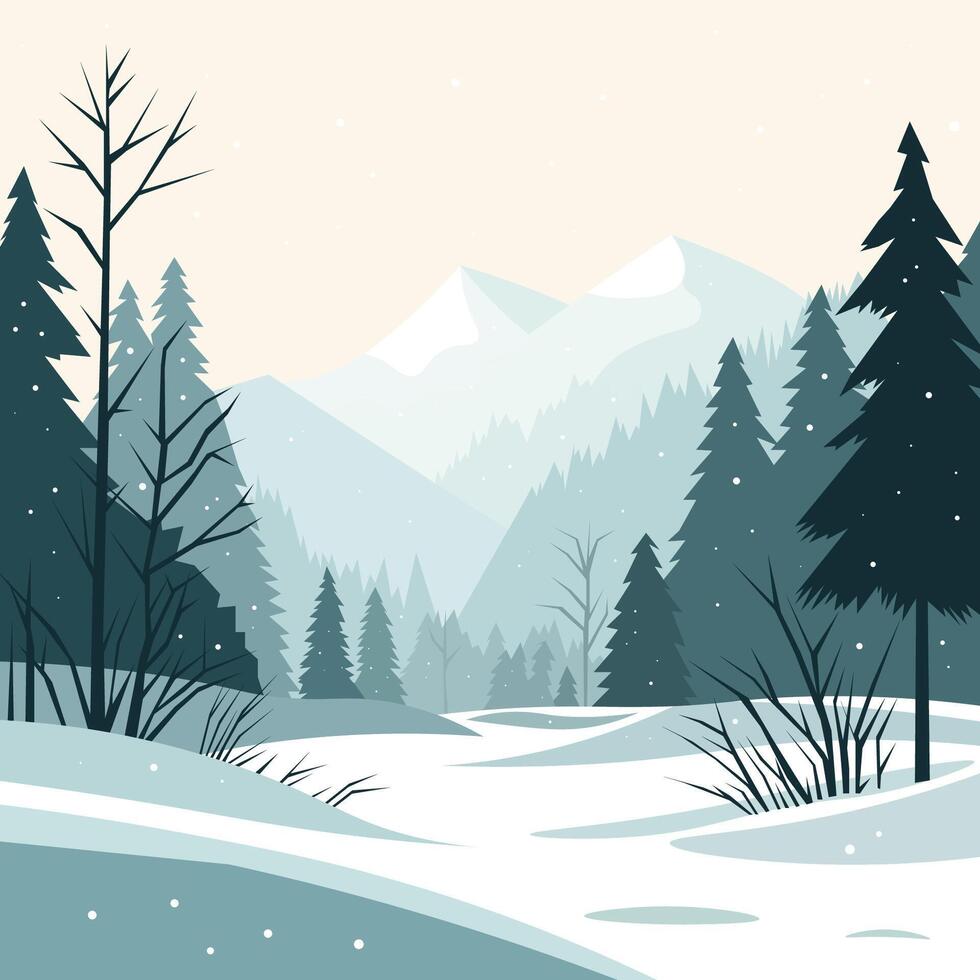 Snowy Mountain Landscape illustration vector