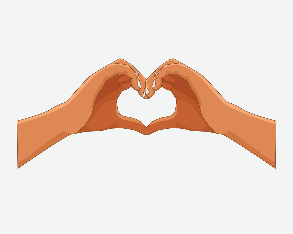 Two hands making a heart sign. Heart shaped hand vector
