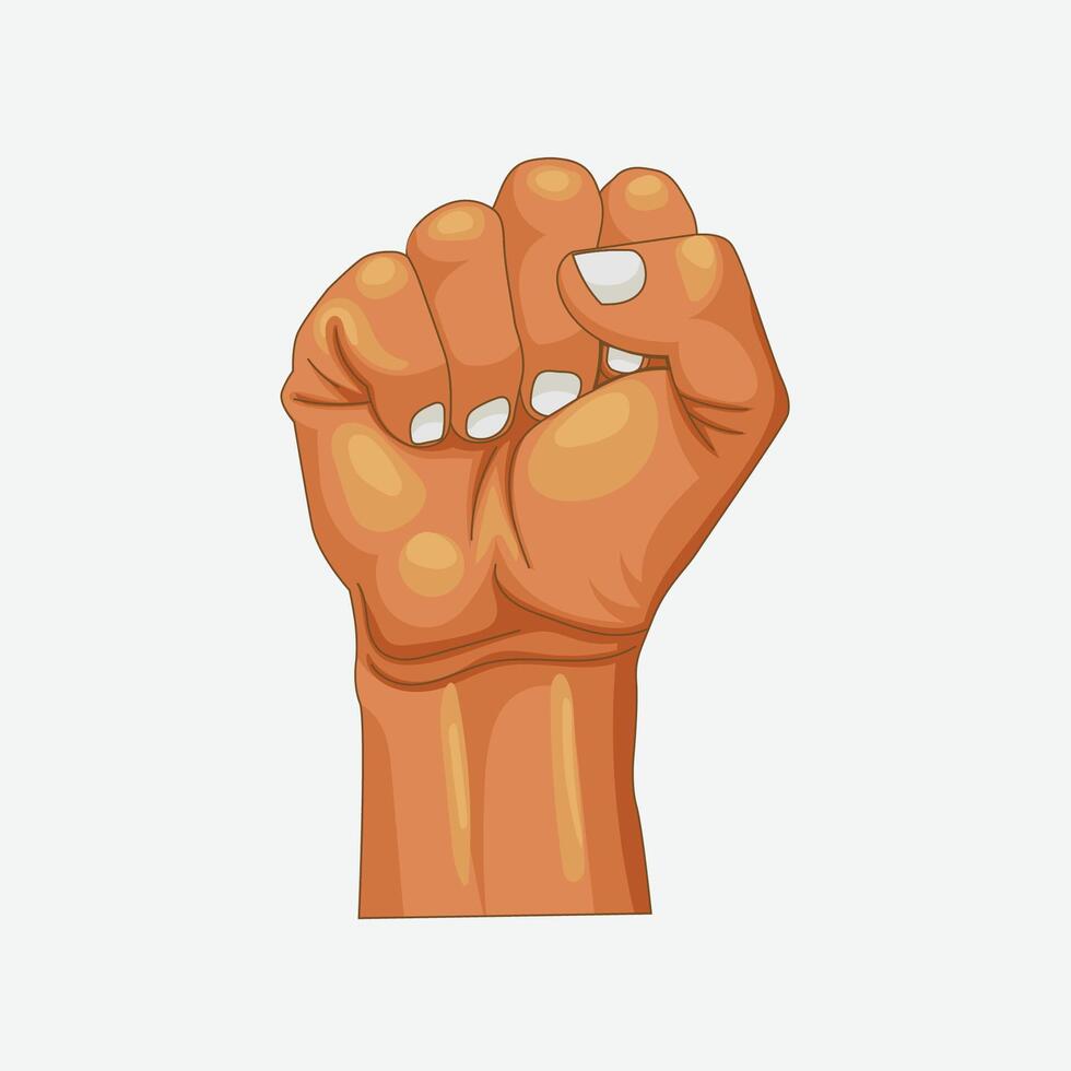 of Rised fist hand gesture drawn emblem vector