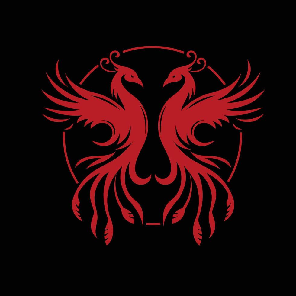 twin Phoenix symbol of mythological bird illustration vector