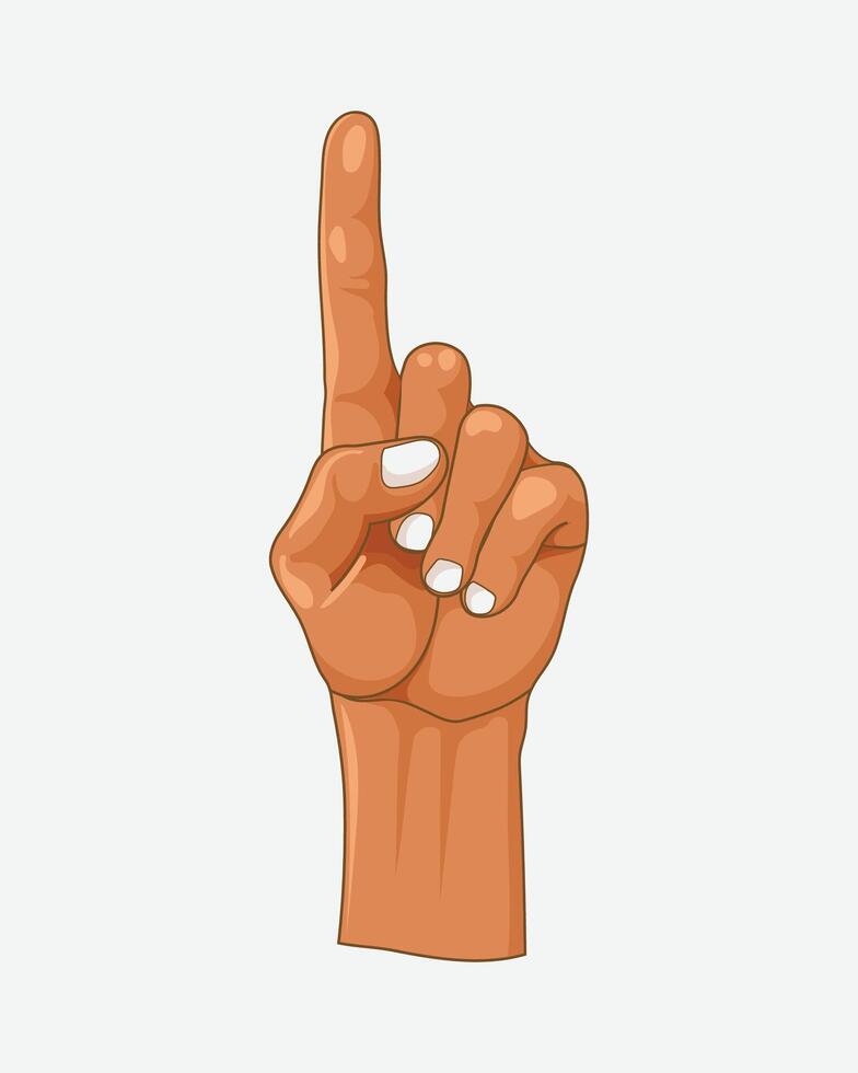 Human hand index finger up gesture. Arm and wrists, vector