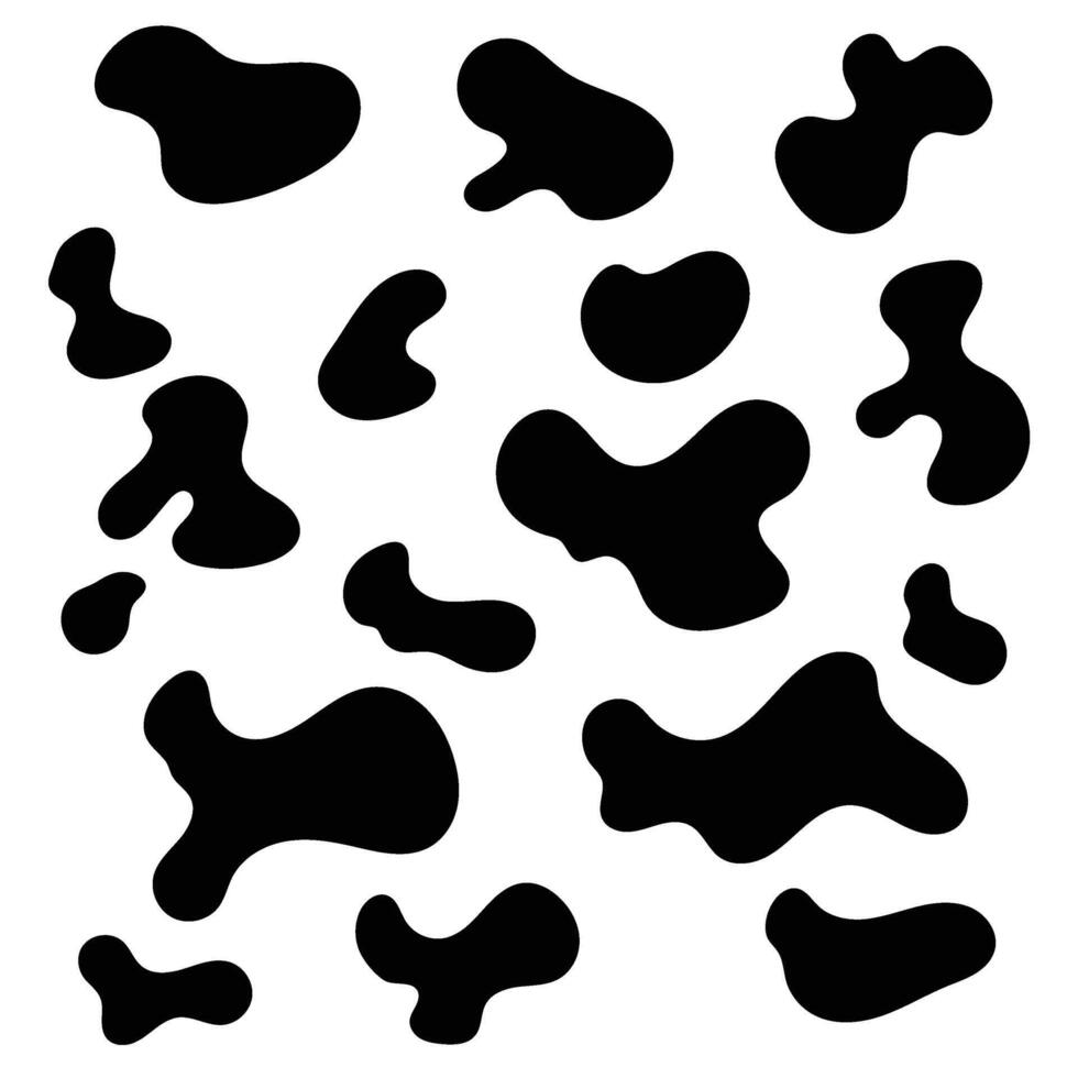 Organic blob shape abstract black color illustration isolated on white background vector