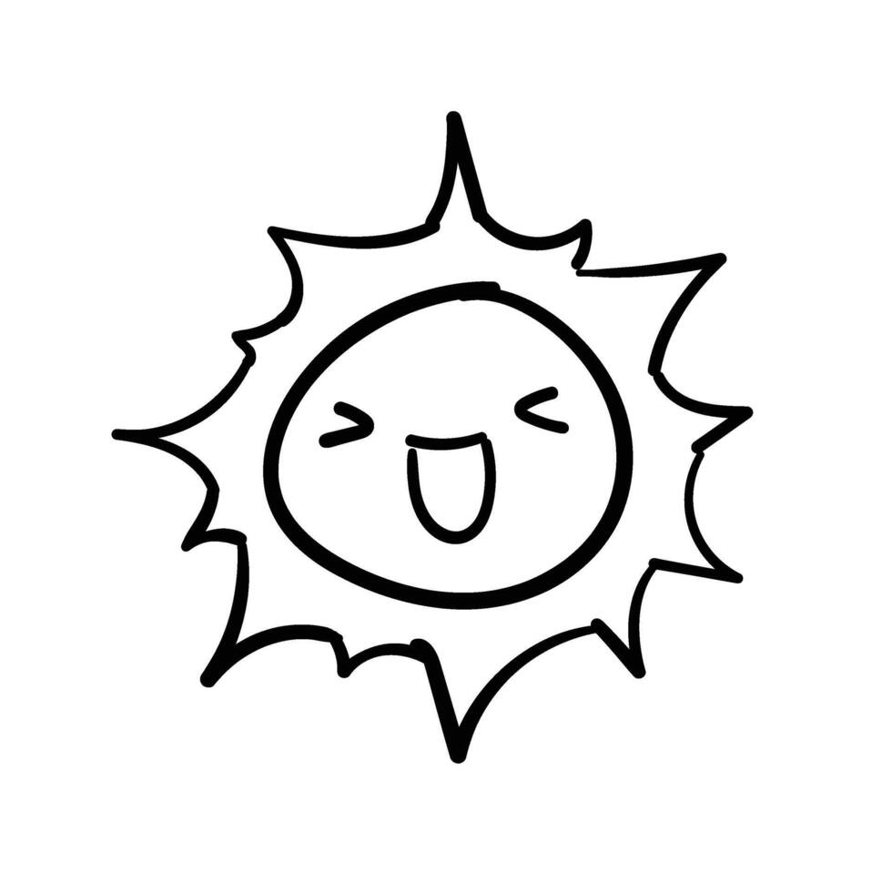 Doodle hand drawn happy sun. illustration isolated on white background vector