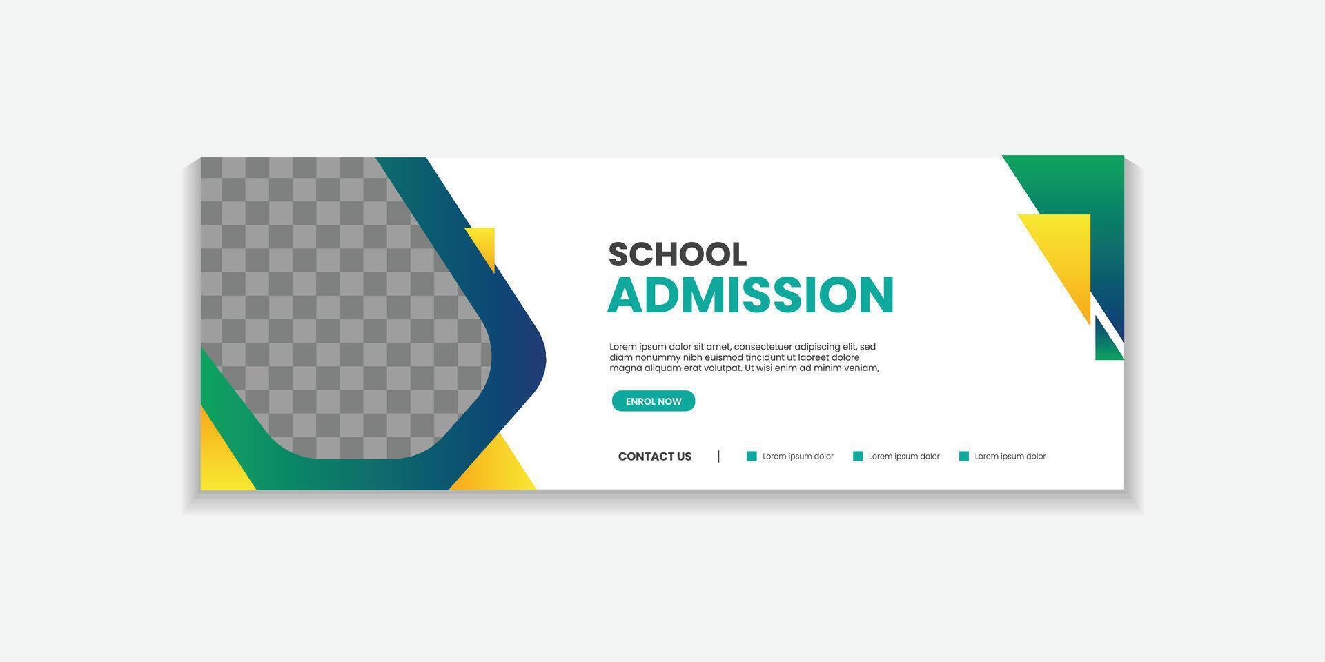 School Admission Web Banner Template, Back to School Social Media Cover Template for education, university, business, industry etc vector