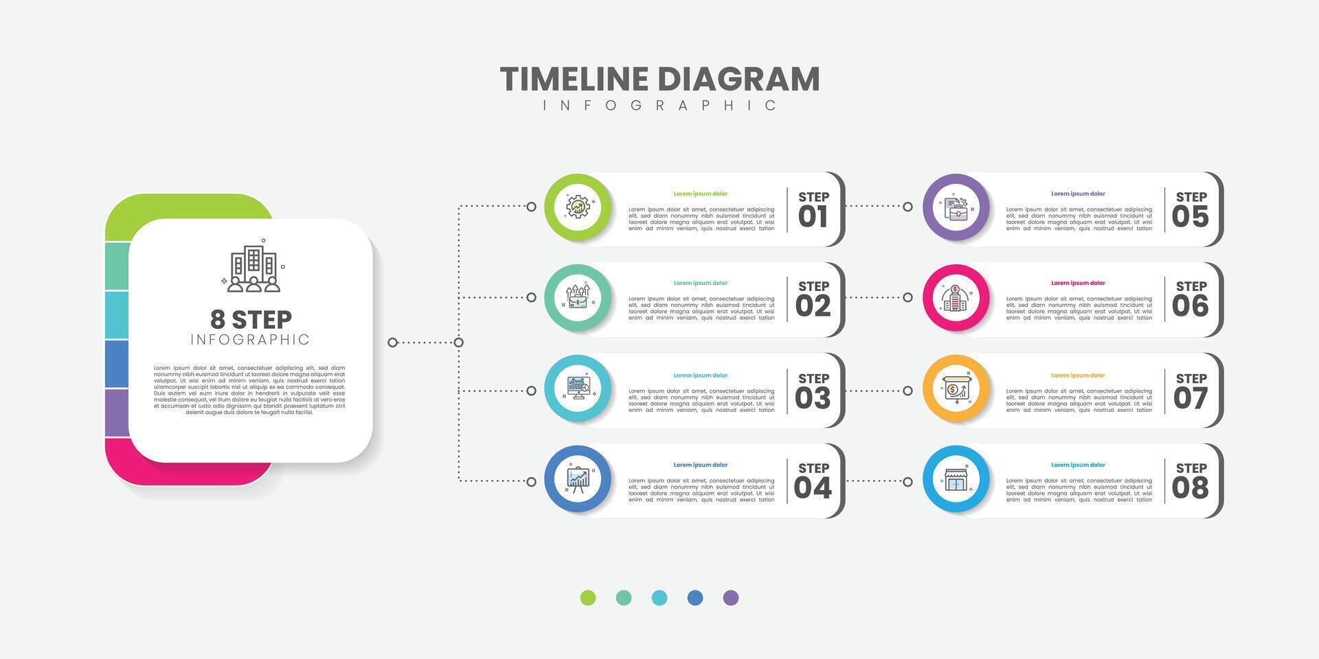 Infographic label design with circle infographic template design and 8 options or steps. Can be used for process diagram, presentations, workflow layout, banner, flow chart, info graph. vector