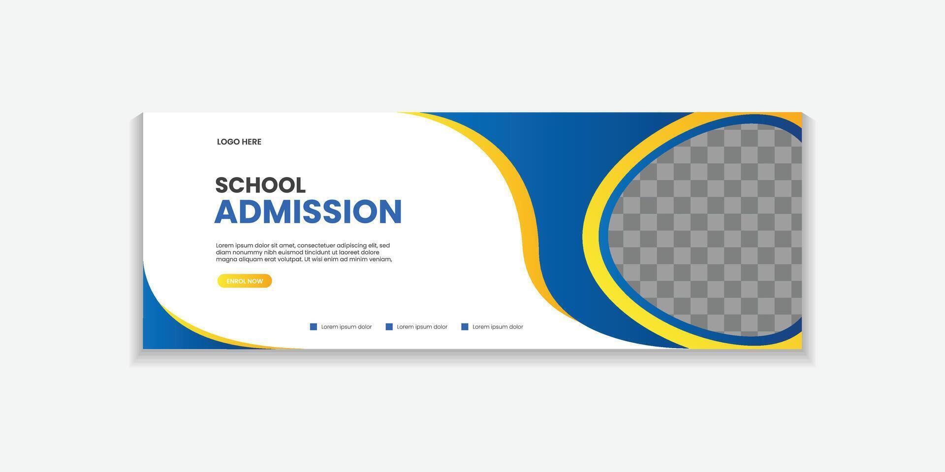 School Admission Web Banner Template, Back to School Social Media Cover Template vector