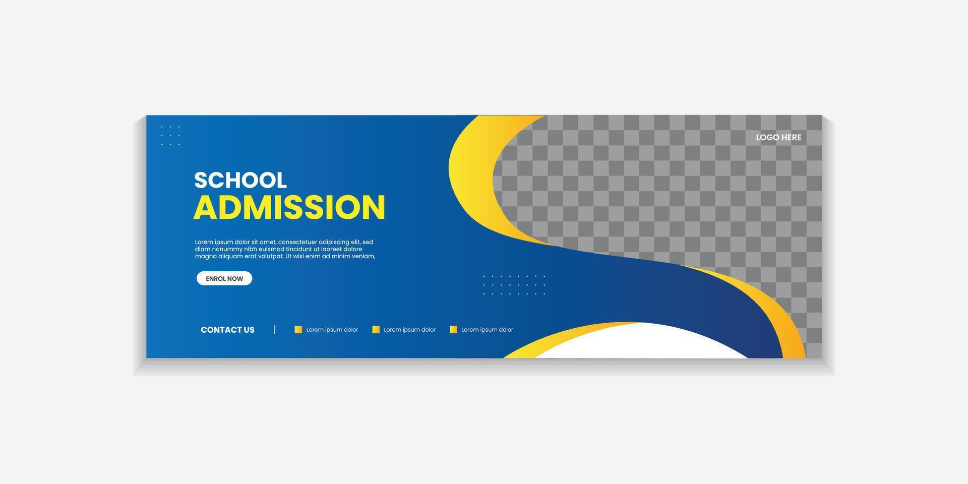 School Admission Web Banner Template, Back to School Social Media Cover trendy Template for education, university etc vector