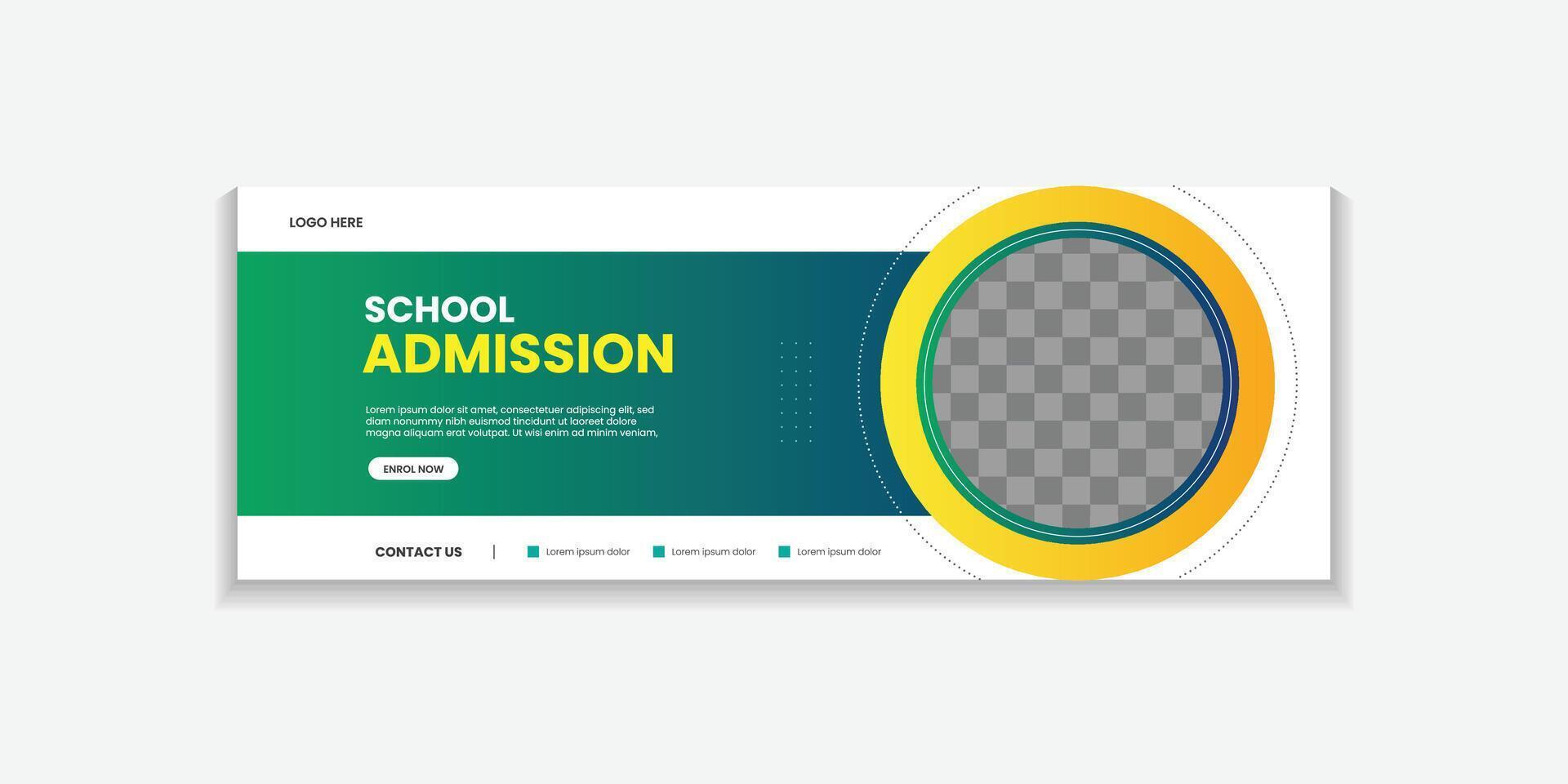 School Admission Web Banner Template, Back to School Social Media Cover Template for education vector
