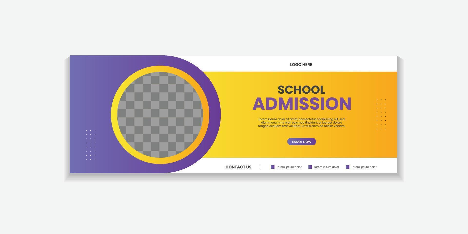 School Admission Web Banner Template, Back to School Social Media Cover Template for university vector