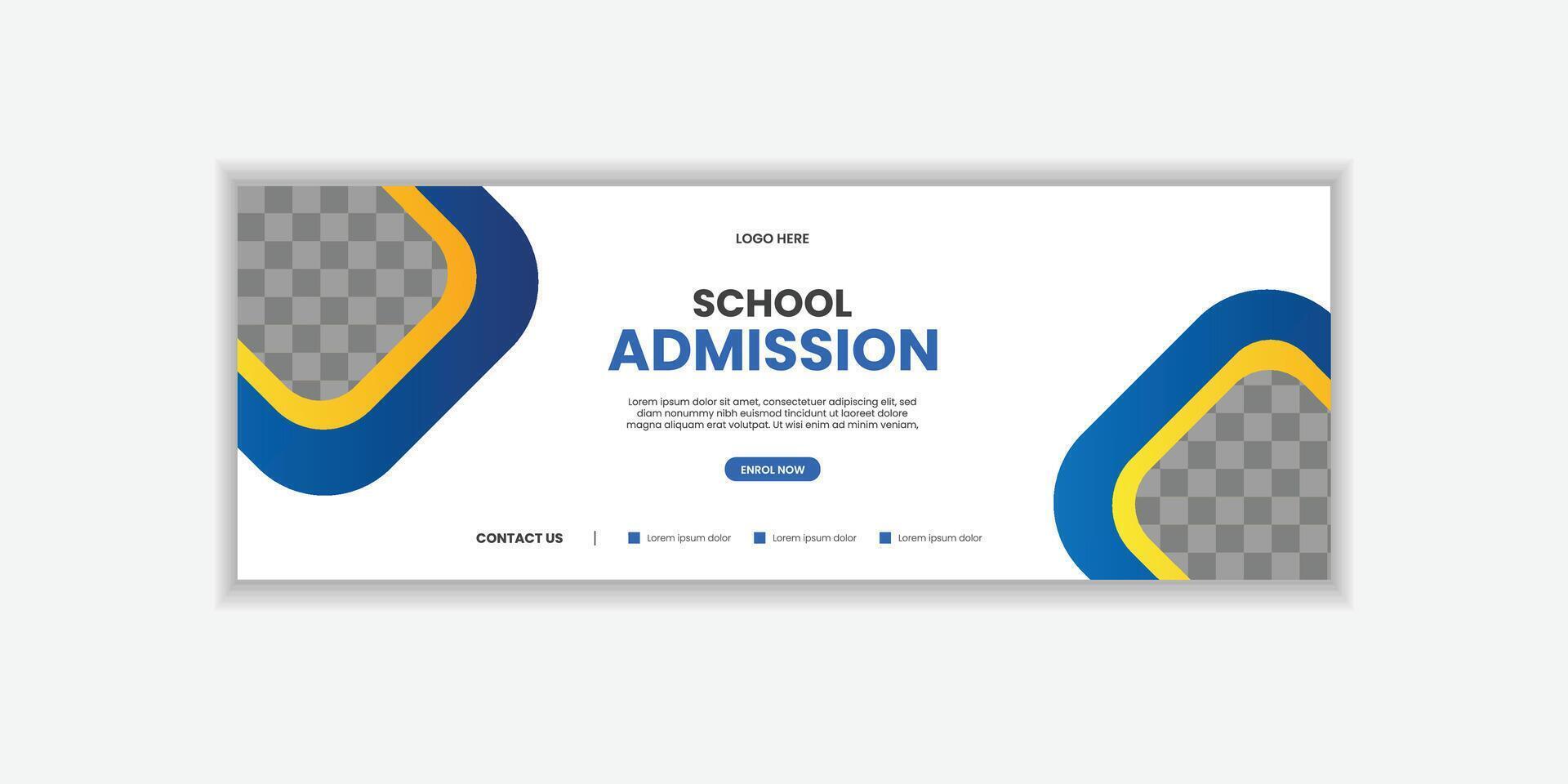 School Admission Web Banner Template, Back to School Social Media Cover Template for education school vector
