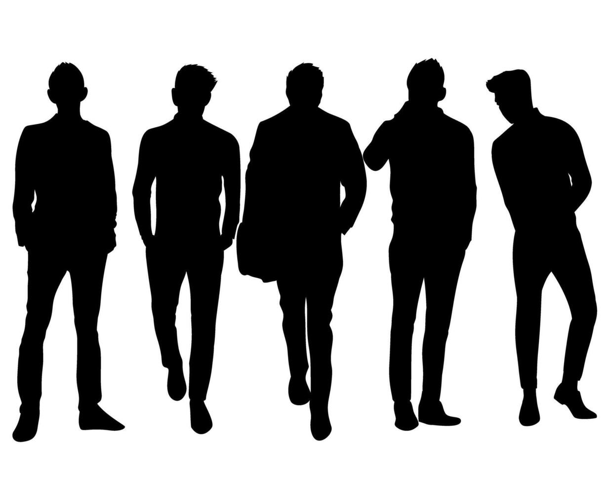 Diverse silhouettes of men various poses. Ideal for design, web, and creative projects vector