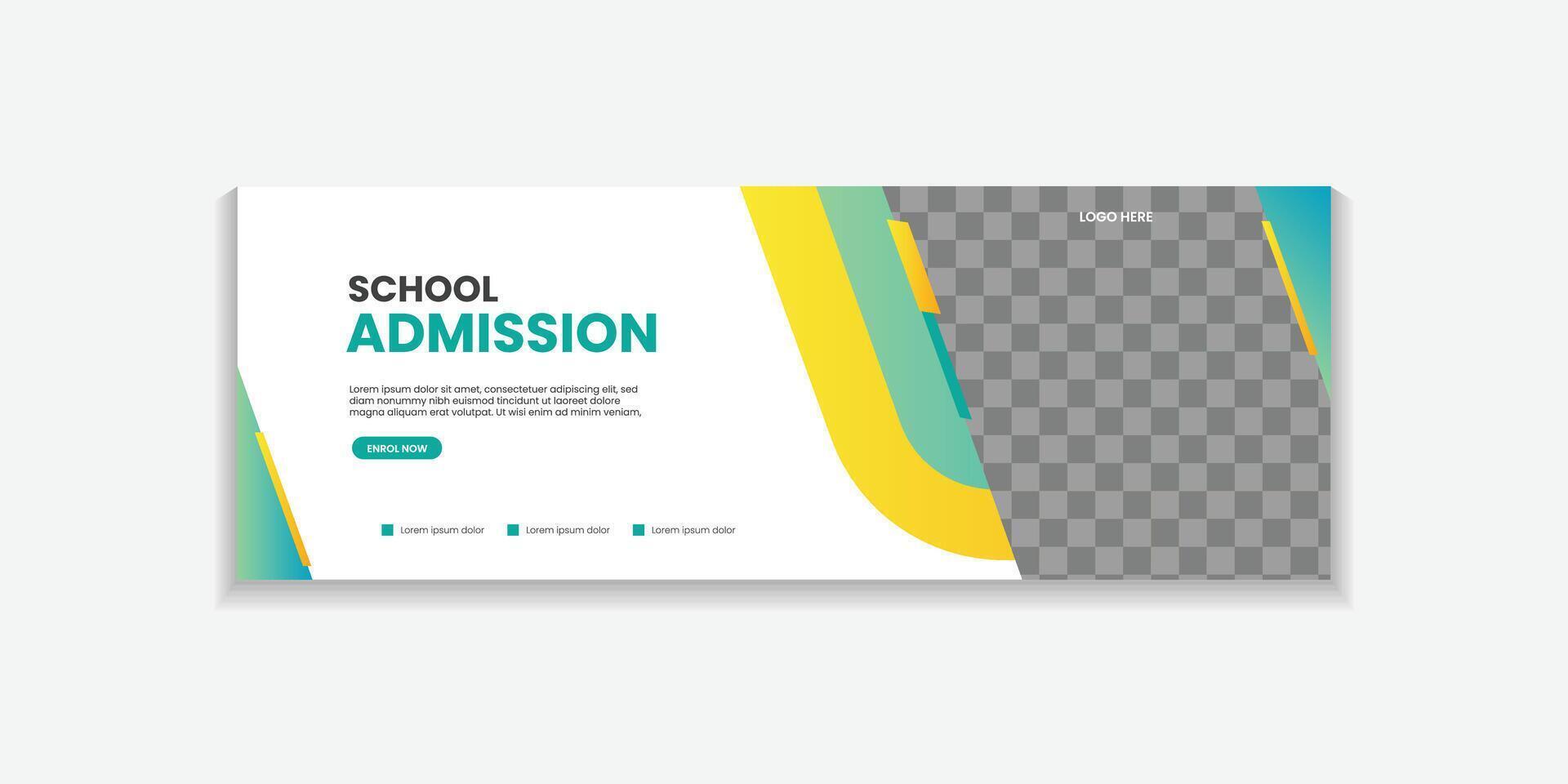 School Admission Web Banner Template, Back to School Social Media Cover Template for education, university vector