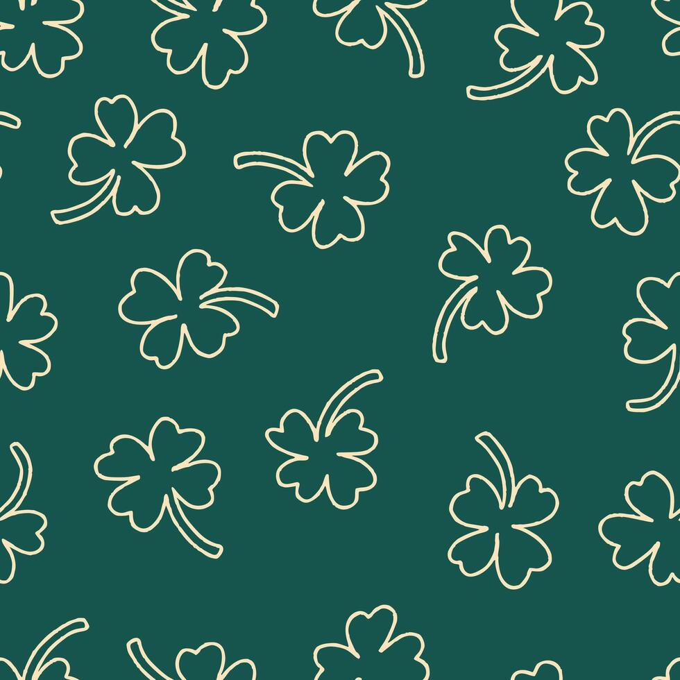 Outline Clover Seamless Pattern illustration for Print, Wallpaper, Decoration. vector