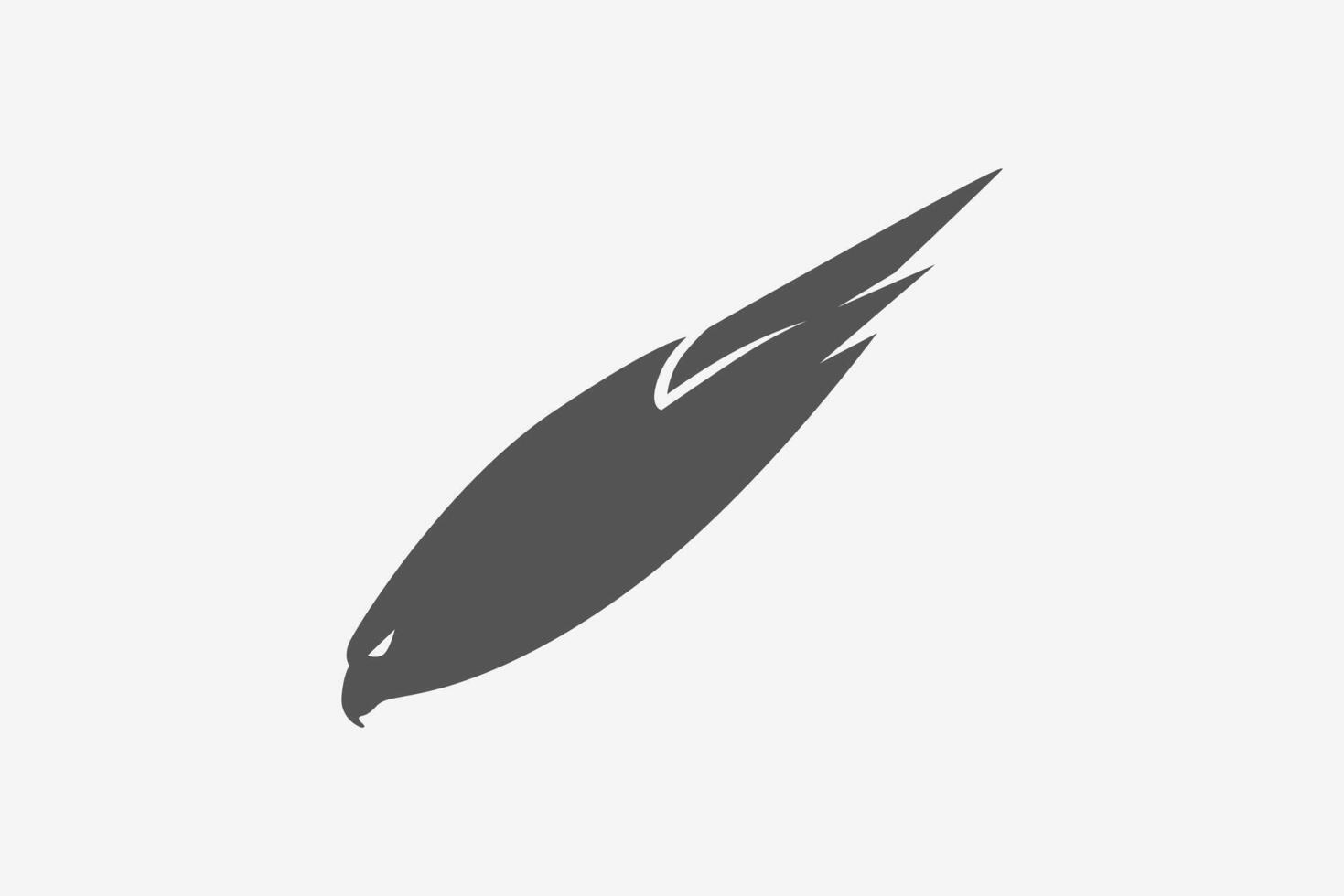 Simple falcon move down like rocket silhouette logo vector