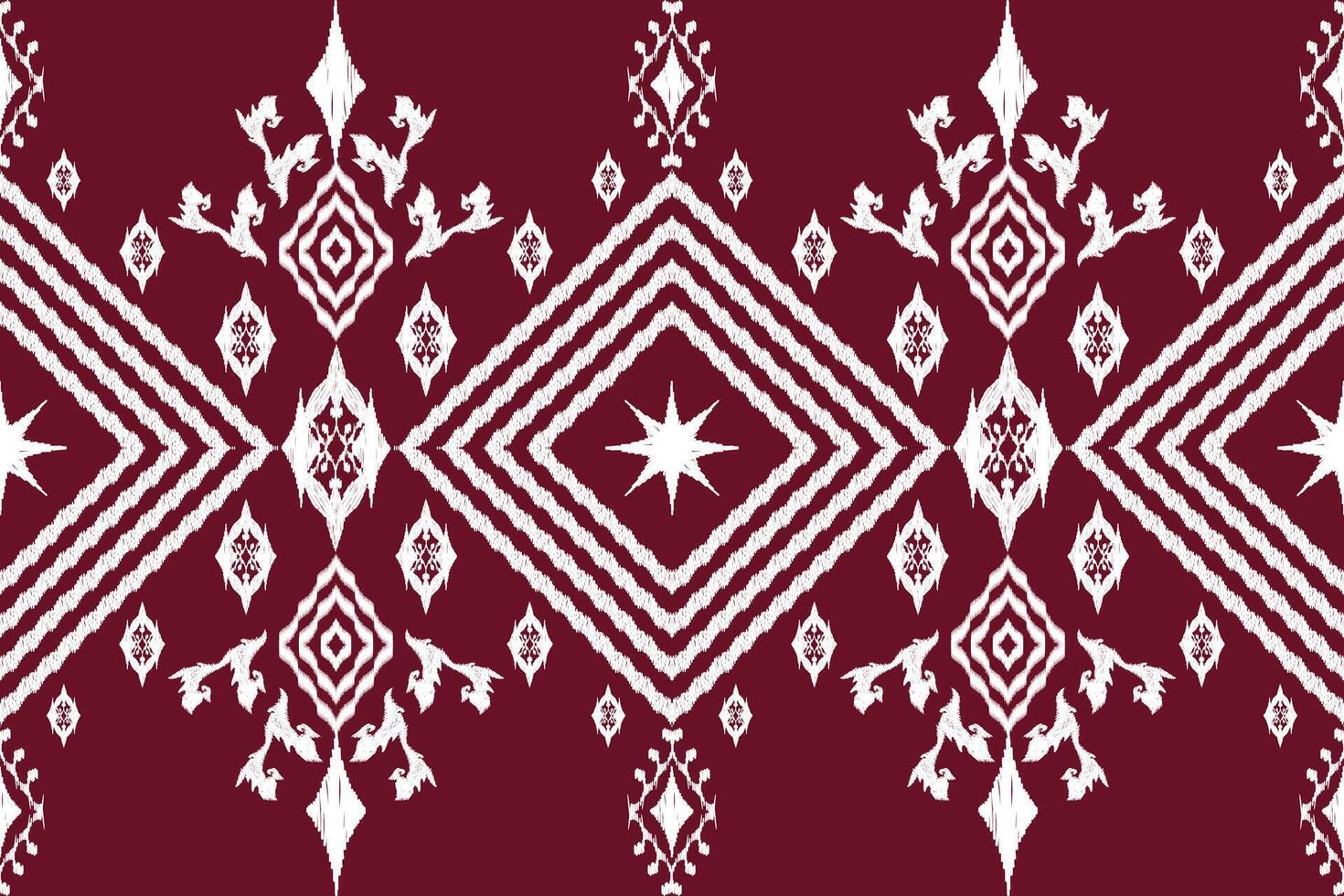 embroidery geometric ethnic oriental pattern traditional on red background vector