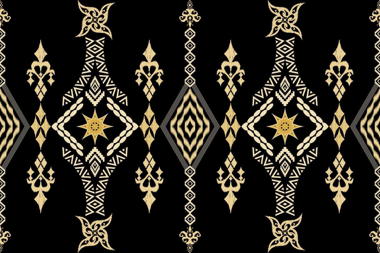 embroidery style traditional art pattern on black background vector