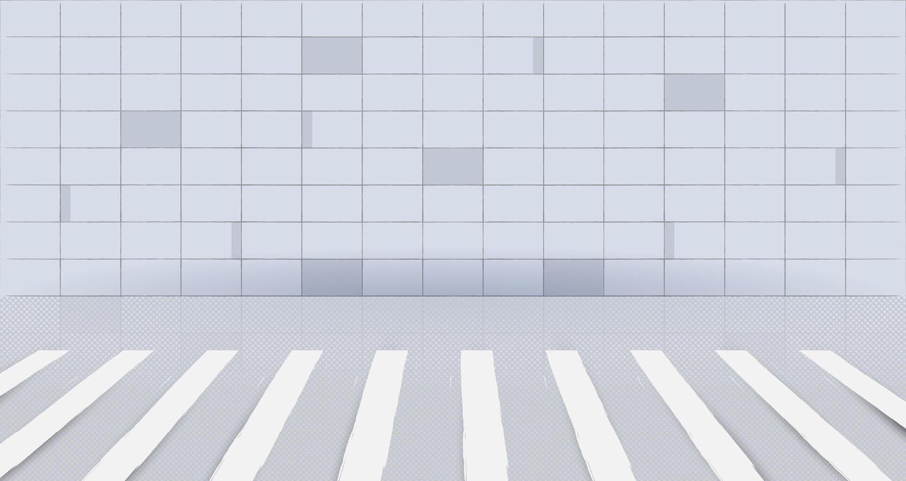Pedestrian crossing, Zebra cross with white ceramic tile wall background vector