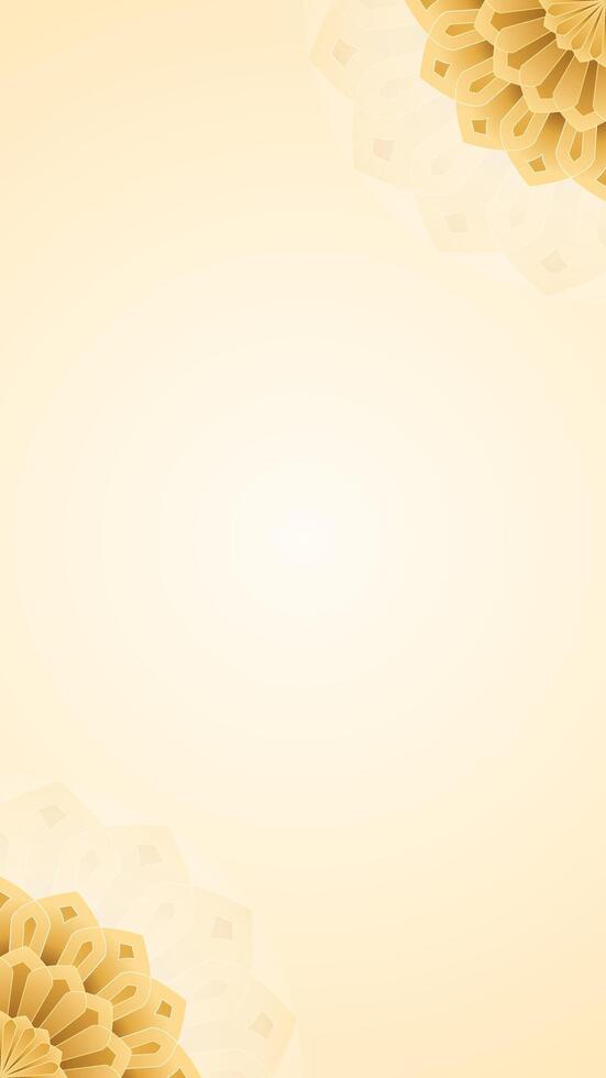 Simple Background Of Decorative Floral Mandala Artwork in Vertical Symmetry Layout with Subtle Neutral And Soft Beige Gold Accents vector