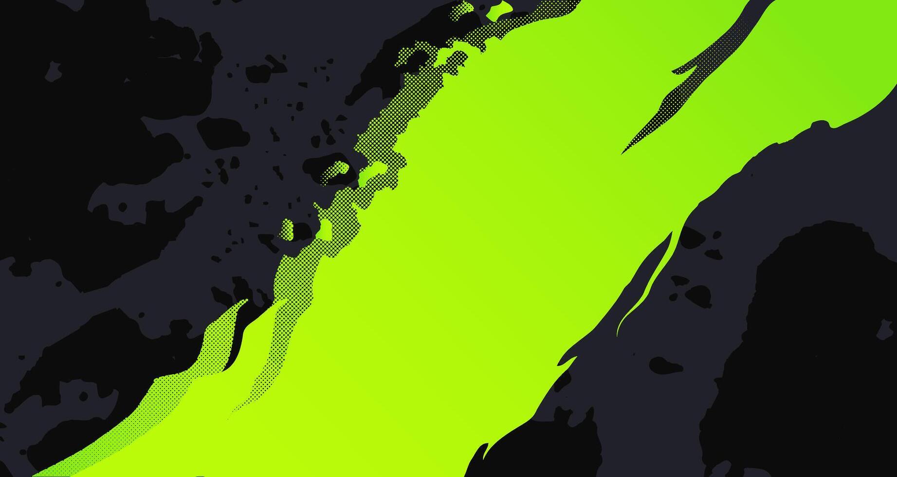 Green and yellow abstract background with brush strokes and halftone style vector