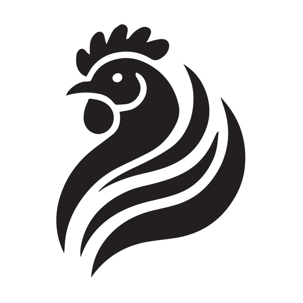 stylized silhouette of a icon rooster. vector