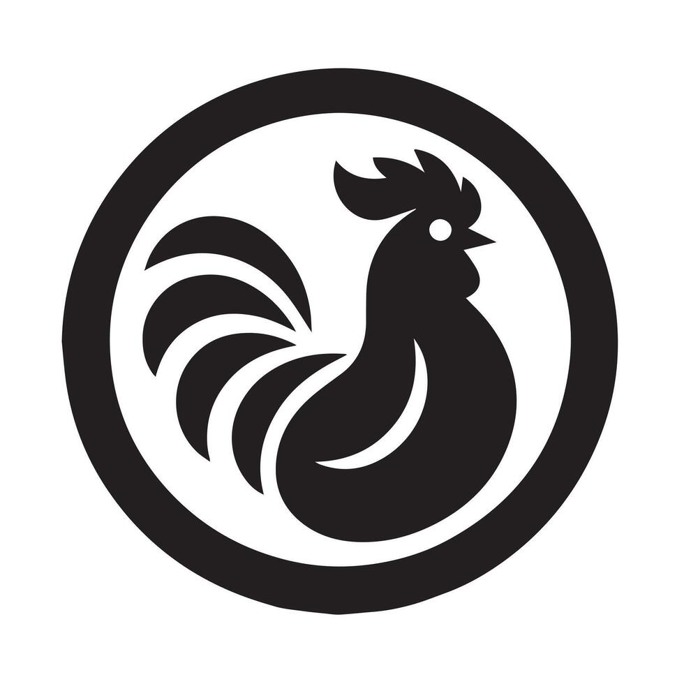 A stylized, black silhouette of a rooster. vector
