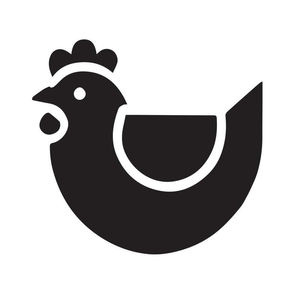 Simple Black and White Rooster Silhouette Design vector