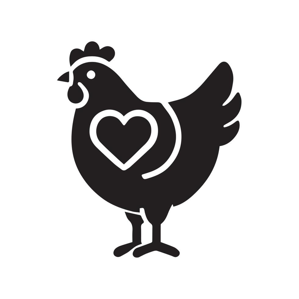 A stylized, black and white silhouette of a rooster logo vector