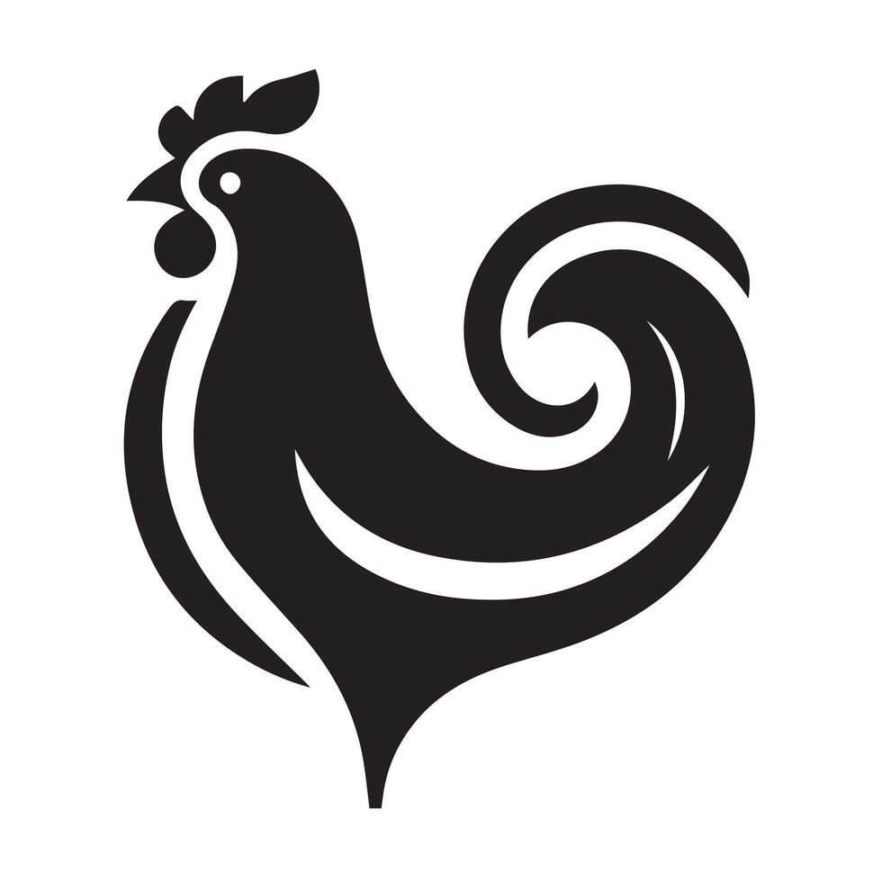 Stylish black and white rooster graphic design vector