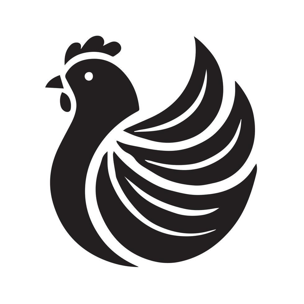 Stylized Black and White Rooster Design vector