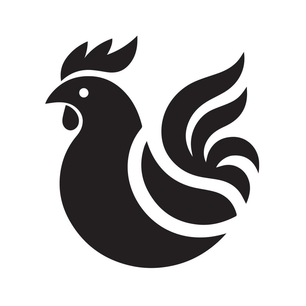 black silhouette of a chicken against a plain white background. vector