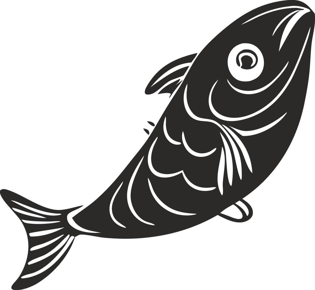 black and white silhouette of a dolphin leaping out of the water. vector
