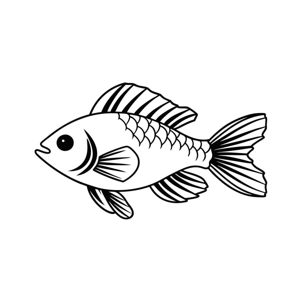 Powerful Koi Fish Silhouette Design vector