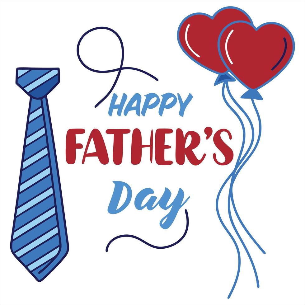 Father's Day Fun with Ties, Balloons, and Hearts. vector