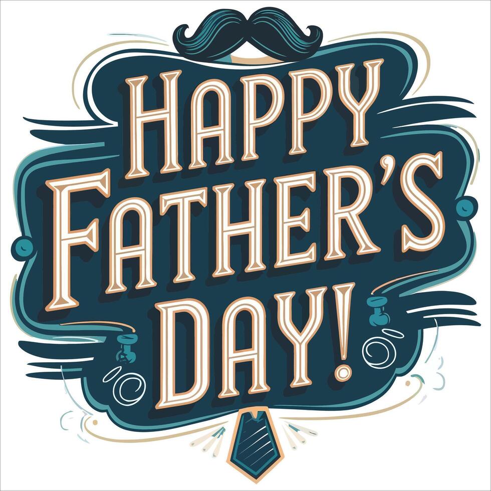 Celebrating Fathers Day with a Stylish Mustache and Tie. vector