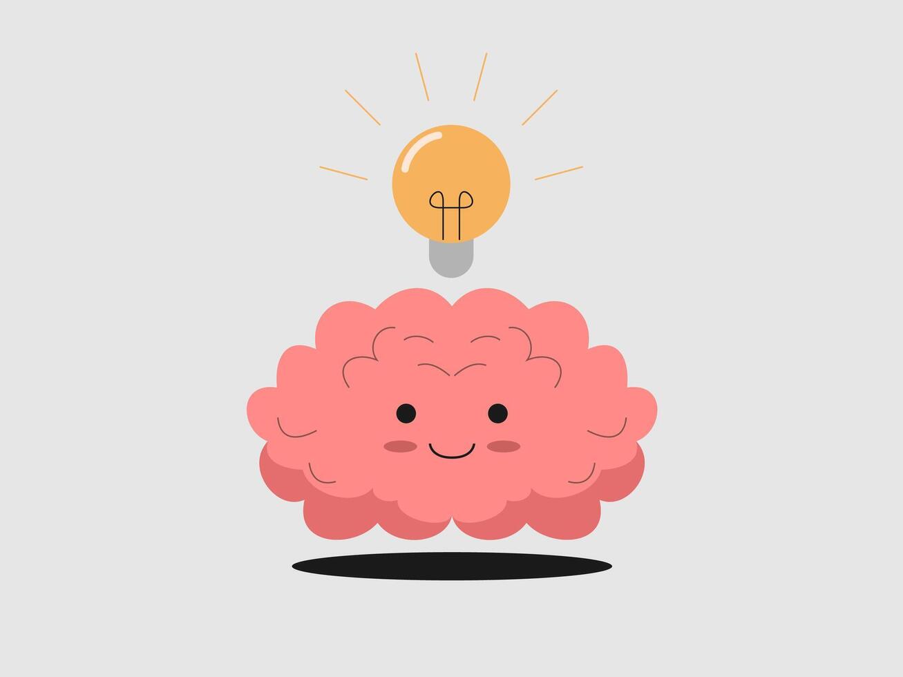 stylized brain with a light bulb illuminating vector