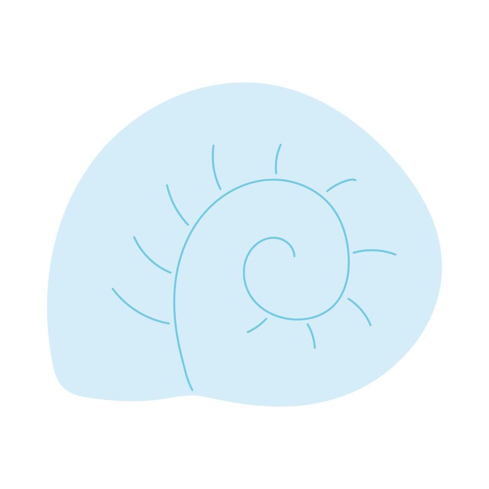 Cute blue seashell in simple flat style for summer poster or banner. vector