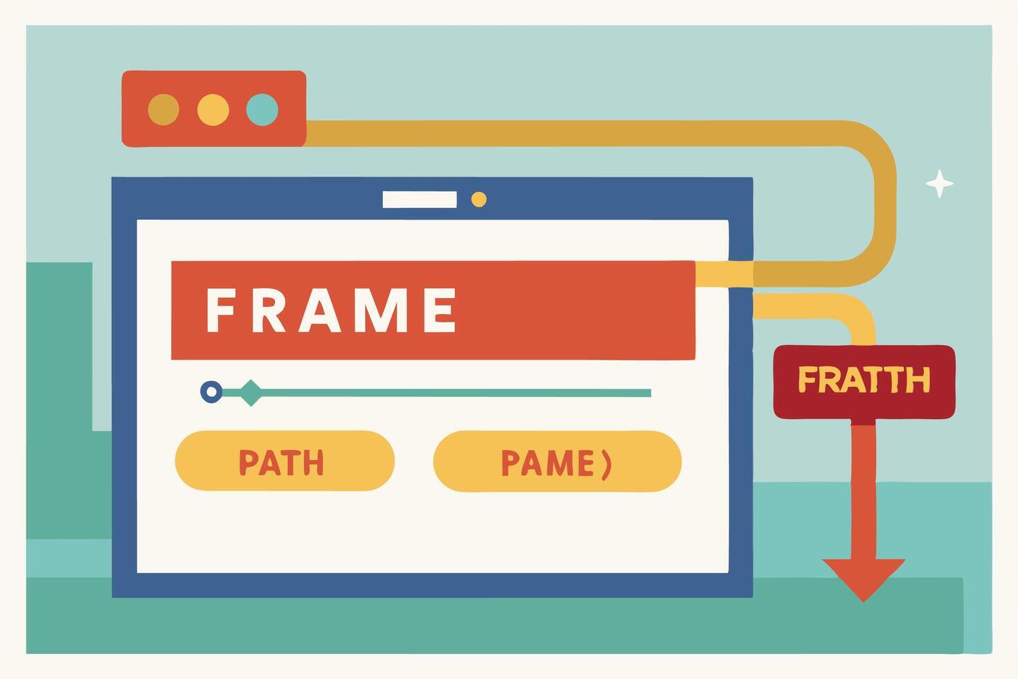 Flat design, web interface elements, frame concept, colorful buttons, geometric shapes vector
