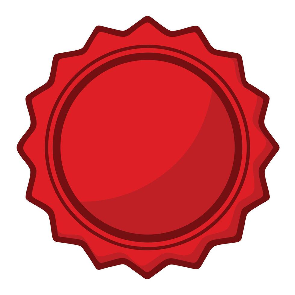 Red seal, circular emblem, jagged edge vector