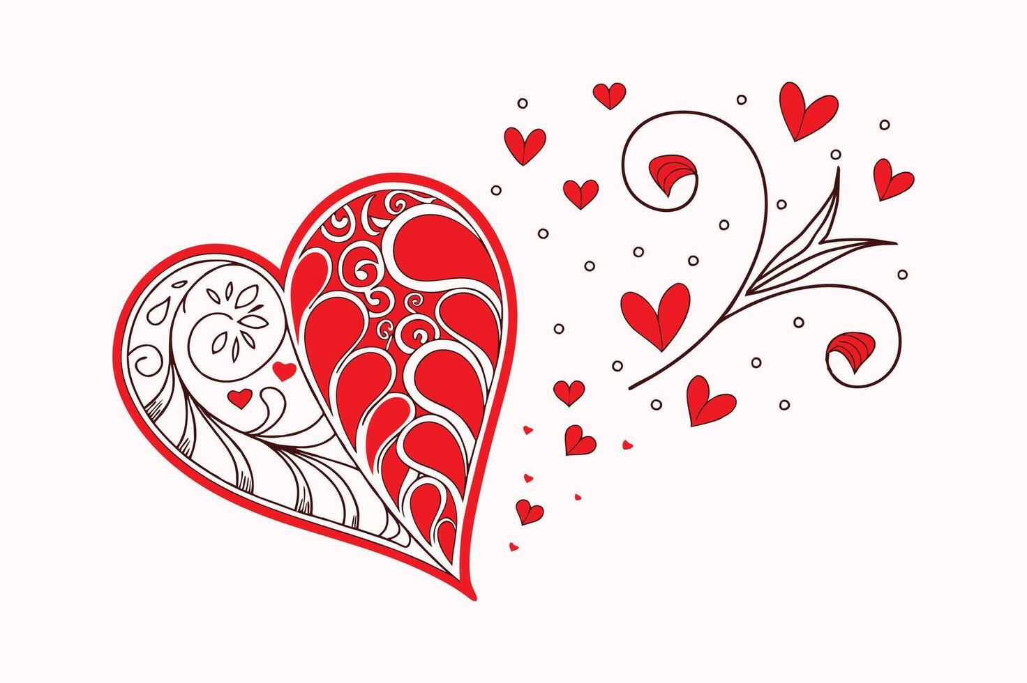 Red Heart Set Art for Romantic and Valentine Design vector