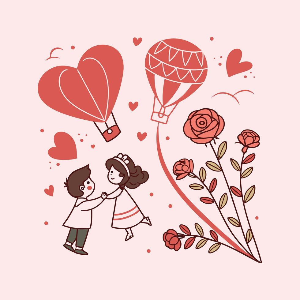 Happy Valentine Day Creative Love Heart Composition Illustration vector