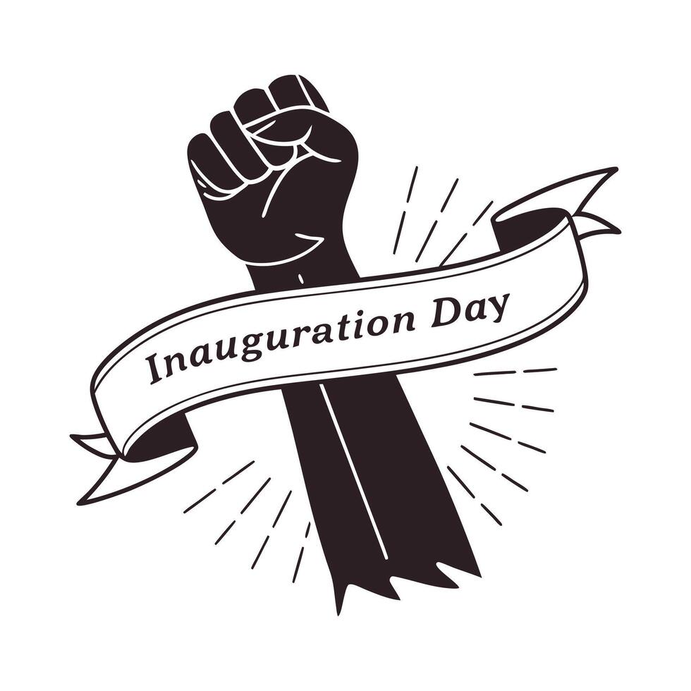 Hand Raised in Oath Illustration Art for Inauguration Day vector