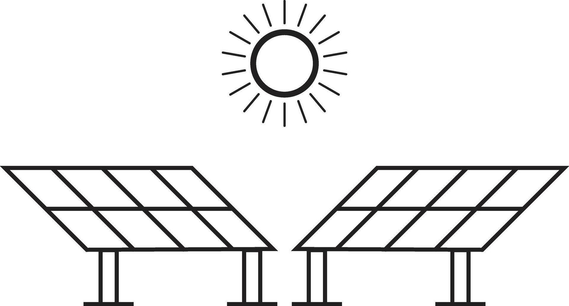 Solar panel and sun isolated on white background. Renewable energy concept vector