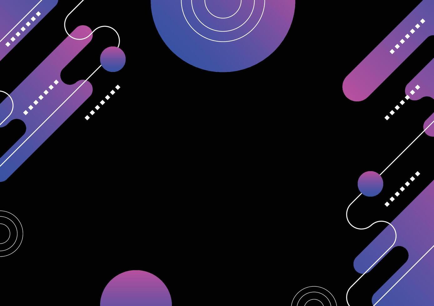 Blue and pink geometric design shapes on a black background. vector