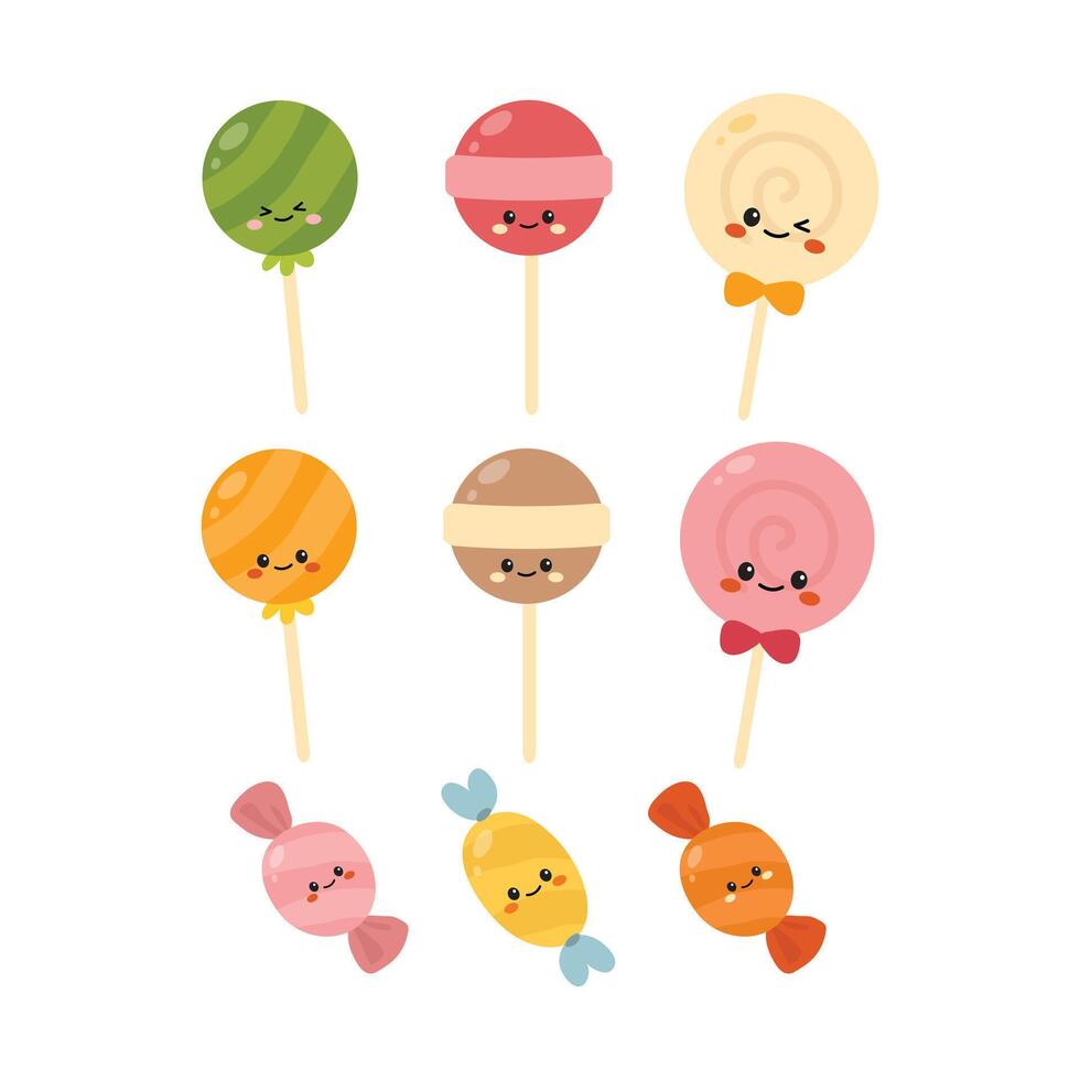Cute Colorful Candies Character Illustration vector
