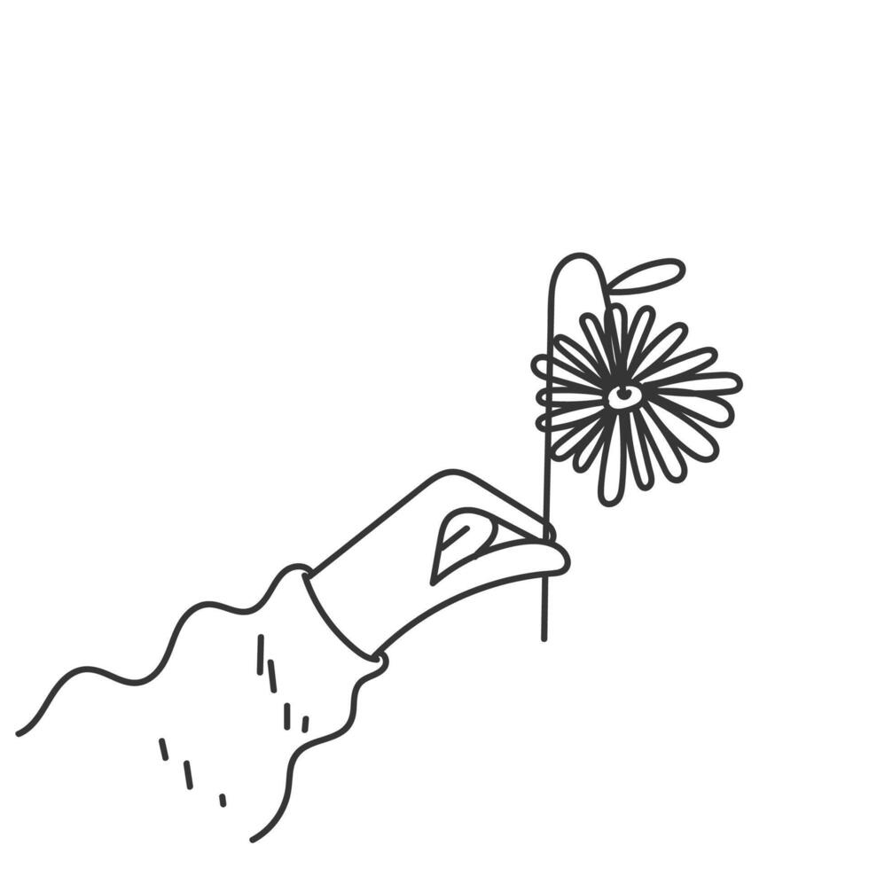 a hand holding a wilted flower in one hand vector